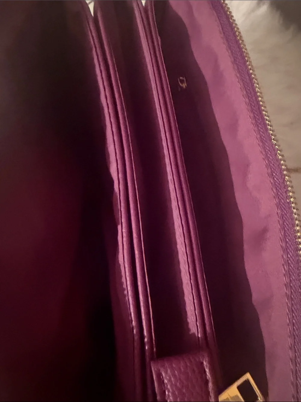 Purple Pebbled Leatherette Crossbody with Gold Chain Strap